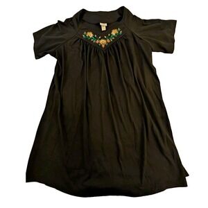 Only Necessities Nightgown Caftan Kaftan Sleep Black Floral Embroidered 2xl